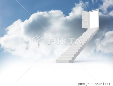 Steps leading to open door in the sky Steps leading to open door in the sky 135041474
