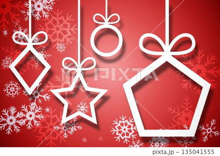 Hanging christmas decorations on red 135041555