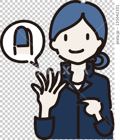 插圖描繪了一位身穿藏藍色制服、塗著指甲油的女工,她正在提醒人們注意自己的穿著。 插圖描繪了一位身穿藏藍色制服、塗著指甲油的女工,她正在提醒人們注意自己的穿著。 135042101