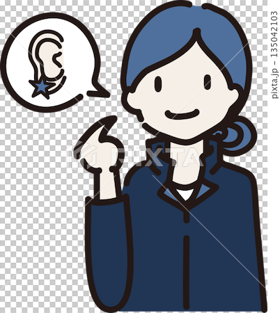 插圖描繪了一位身穿藏藍色制服、佩戴耳環的女工,以此提醒人們注意她們的穿著。 插圖描繪了一位身穿藏藍色制服、佩戴耳環的女工,以此提醒人們注意她們的穿著。 135042103