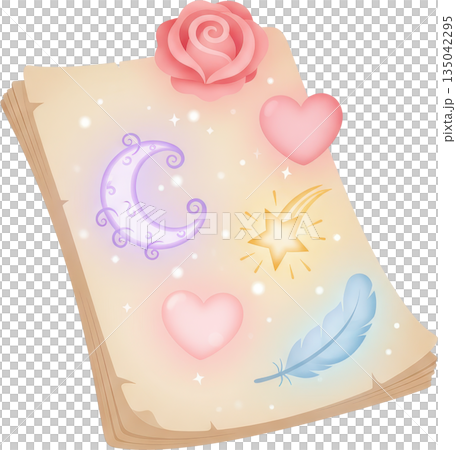 Vintage parchment with magical romantic fairytale elements 135042295
