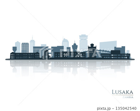 Lusaka skyline silhouette with reflection. Lusaka skyline silhouette with reflection. 135042540