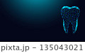 Low poly wireframe human tooth on dark blue background. 135043021