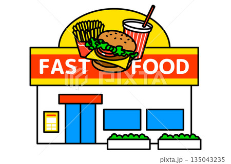 ファストフード店の店舗の外観 135043235