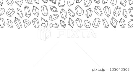 Spirituality crystals banner. Magic mineral crystals. Luxury gemstones and precious crystals. Vector illustration 135043505