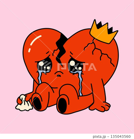 Heartbroken Character with Crown, Tears, and Tissue 135043560