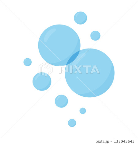 Floating blue water bubbles. Flat vector illustration for hygiene, spa and cosmetic concepts 135043643