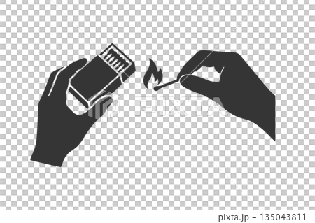 Silhouette icon of a hand striking a match Silhouette icon of a hand striking a match 135043811