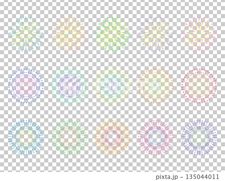 カラフルな打ち上げ花火　セット 135044011