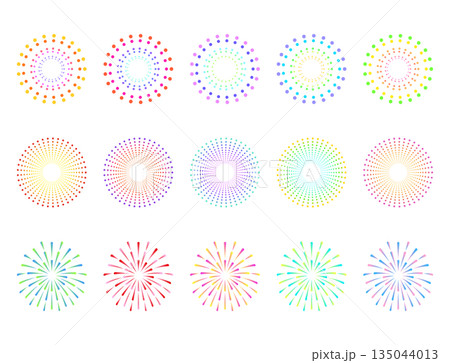 カラフルな打ち上げ花火　セット 135044013