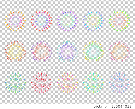 カラフルな打ち上げ花火　セット 135044013
