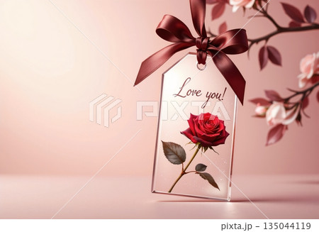Luxury romantic greeting with rose and soft background 135044119