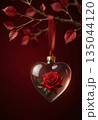 Valentine themed romantic ornament with rose and ribbon 135044120