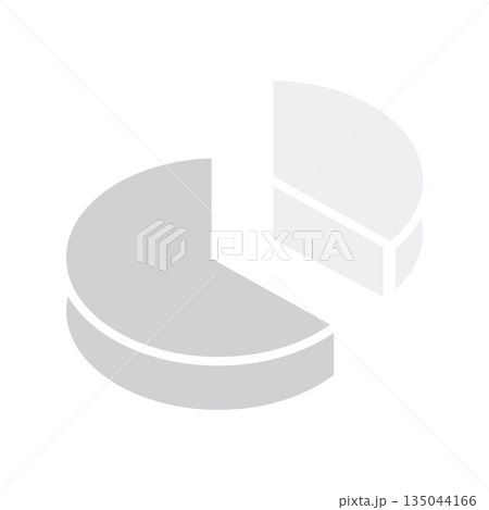Gray pie chart against white background Gray pie chart against white background 135044166
