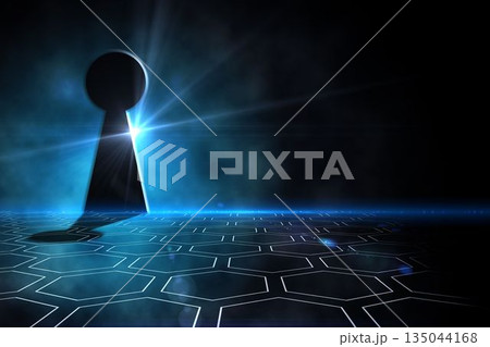 Keyhole on technological black background 135044168