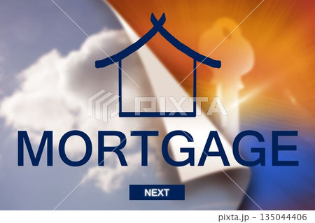 Digital image of mortgage web page and key Digital image of mortgage web page and key 135044406