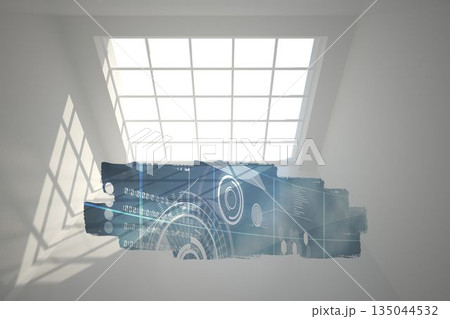 Abstract screen in room showing technology interface 135044532