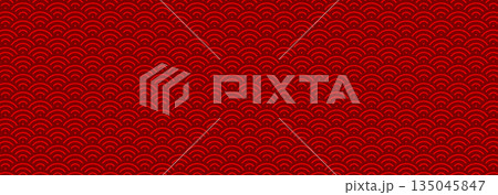 Red Chinese seamless pattern, geometric New Year background 135045847