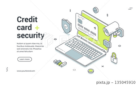 Credit card online banking security isometric web banner design template vector illustration Credit card online banking security isometric web banner design template vector illustration 135045910