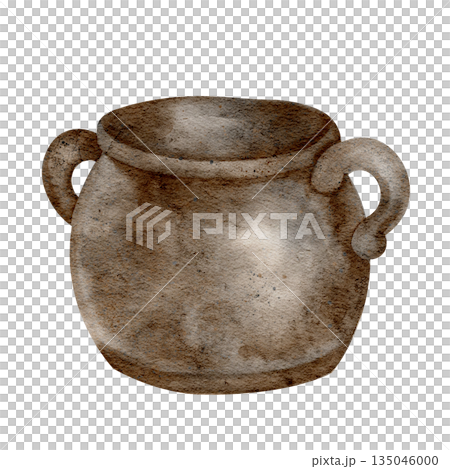 Rustic pot or cauldron, isolated, hand painted watercolor clipart. Ideal for folklore illustrations, Irish themes, fantasy designs, and traditional decor Rustic pot or cauldron, isolated, hand painted watercolor clipart. Ideal for folklore illustrations, Irish themes, fantasy designs, and traditional decor 135046000