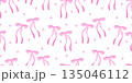 Seamless pattern coquette bow pink. Background Bows and ribbons for hair decoration, celebration party items, gift packaging, present cards and luxury wrap pack. 135046112