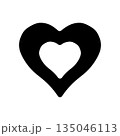 Abstract hand drawn heart symbol. Vector illustration isolated on a white background. 135046113