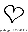 Heart icon hand drawn. Vector illustration of a doodle heart. Isolated on a white background. 135046114