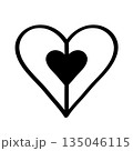 Abstract hand drawn heart symbol. Vector illustration isolated on a white background. 135046115