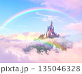 夢の終着点：雲海に浮かぶ天空の城と希望の虹 135046328