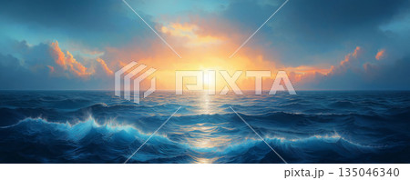 海と朝日 135046340