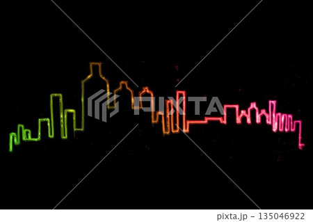 Digital composite image of illuminated skyline Digital composite image of illuminated skyline 135046922