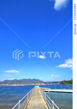 海(江田島湾)に延びる まっすぐな道 海(江田島湾)に延びる まっすぐな道 135047064