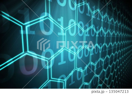 Black background with shiny hexagons Black background with shiny hexagons 135047213
