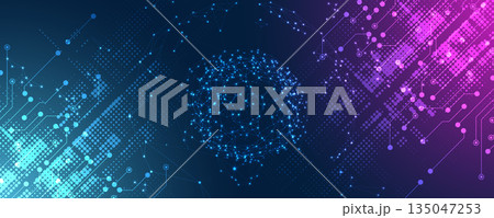 Abstract digital high technology and science or cyber background 135047253