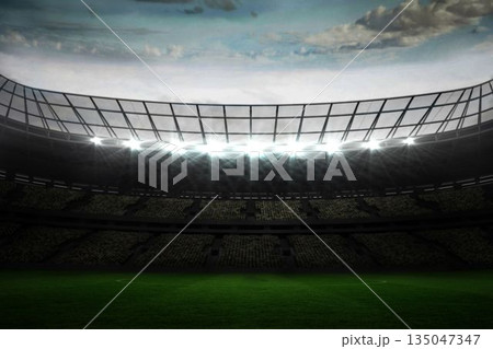 Large football stadium under blue sky Large football stadium under blue sky 135047347