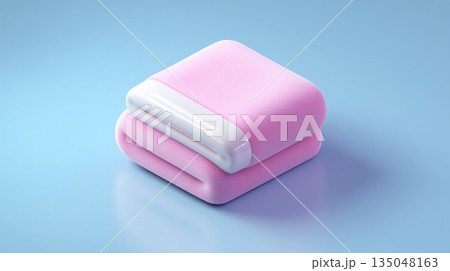 ミニタオルの清潔感あるシンプルな3Dアイコン 135048163