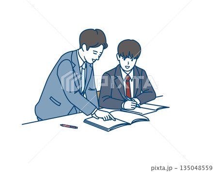 塾講師の授業を受ける男子生徒のイラスト 135048559