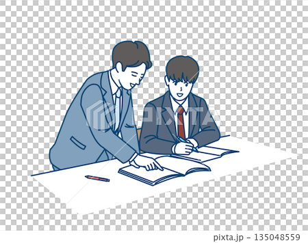 塾講師の授業を受ける男子生徒のイラスト 135048559