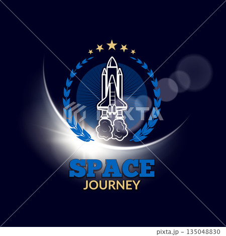 Space journey. concept identity background with stylized space shuttle 135048830