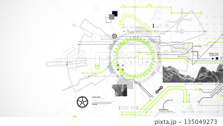 Abstract background. Scientific and technological concept with the use of technical elements formed in the shape of a circle. Vector Abstract background. Scientific and technological concept with the use of technical elements formed in the shape of a circle. Vector 135049273