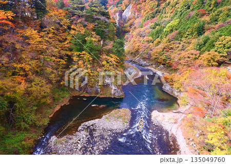 日光市　鬼怒川温泉　鬼怒川の紅葉とライン下り 135049760