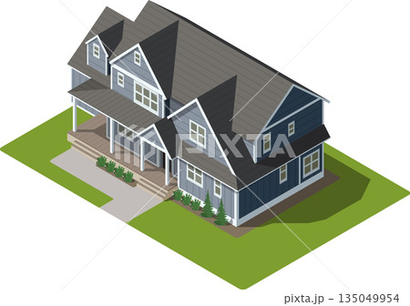 Isometric suburban country house 135049954