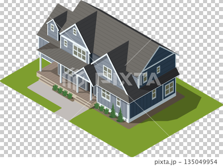 Isometric suburban country house 135049954