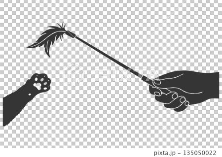 Cat toy and cat paw silhouette icon 135050022