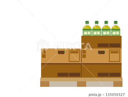 陳列されたペットボトルの緑茶のイラスト 陳列されたペットボトルの緑茶のイラスト 135050327