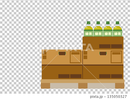 陳列されたペットボトルの緑茶のイラスト 陳列されたペットボトルの緑茶のイラスト 135050327