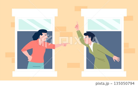 Neighbors fight. Female quarrel, angry...のイラスト素材 [135050794] - PIXTA