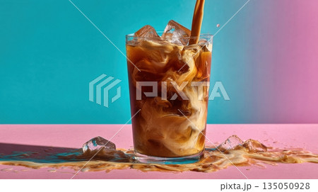 Ice coffee mix with cream and ice 135050928