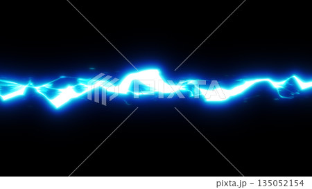 青色の雷、稲妻のエフェクトのイラスト画像 135052154