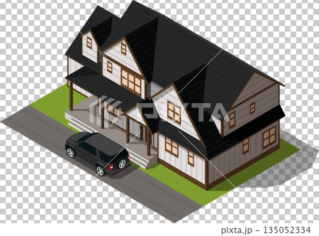 House with car parked in the driveway House with car parked in the driveway 135052334